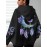 [Floral Moon Hoodie] Soft & Comfortable Plus Size Women's Floral Moon & Hoodie | Casual Long Sleeve Pullover with Pockets, Oversized Daily Wear, Purple & Blue Design