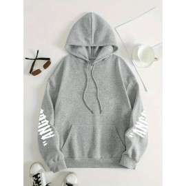 [Plus Size Angel Wings Hoodie] Soft & Comfortable Plus Size Angel Wings Print Hoodie | Long Sleeve Pullover with Pockets, Casual Style for Women, All Season Wear