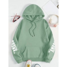 [Plus Size Angel Wings Hoodie] Soft & Comfortable Plus Size Angel Wings Print Hoodie | Long Sleeve Pullover with Pockets, Casual Style for Women, All Season Wear