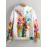 [Vibrant Hoodie] Vibrant Colorful Women's Casual Oil Paint Splatter Floral Print Zip-Up Hoodie | Relaxed Fit, Machine Washable, Autumn Winter Sweatshirt, Long Sleeve Design, Drawstring Hood