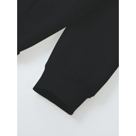 [Dragon Print Hoodie] Plus Size Dragon Print Hoodie - Casual Long Sleeve Pullover with Drawstring, Kangaroo Pocket - 100% Polyester, Slight Stretch, All Season Knit Fabric Hooded Sweatshirt