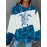 Women's Plus-Size Casual Hooded Sweatshirt - Sea Turtle Graphic Print Long Sleeve Pullover with Kangaroo Pocket, Blue & White Oceanic Design, Relaxed Fit for Spring/Fall, Sea Turtle Decor, Fall Hoodie, Durable Construction