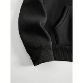 [Floral Print Hoodie] Women's Plus Size Floral Print Hoodie - Cozy Long Sleeve Pullover with Pockets, Soft Casual Wear, Brown with Red Roses and Green Leaves Design, Allseason Hoodie | Stylish Casualwear | Comfortable Fabri