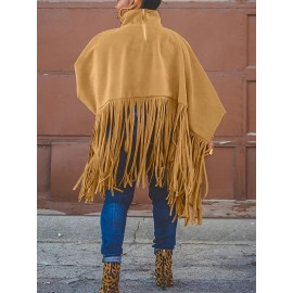 Plus Size, Plus Size Women's Batwing Sleeve Turtleneck Top with Fringe Hem - Loose Fit Casual Chic Long Sleeve Shirt, Solid Color Machine Washable Fall Winter Clothing for Women, Elegant Overlay, Highneck Shirt, Easycare Fabric, Spring Outfit, Durable Shirt, Curvy Fashion