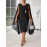 Plus Size, Women's Fashionable and Elegant Batwing Sleeve Mesh Splicing Plus Size Wrap Dress