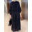 [Polyester|Elegant] Polyester Elegant Pleated Tunic Dress | Crew Neck, High Stretch, Long Length, No Belt, All Seasons | Trapeze Hem, Pleated Silhouette, No Padding, Going Out Occasion, A Fit Type, Woven Weaving Method, Polyester Lining, 100 g/m² Lining Weight, 100 g/m² Fabric Weight, Lantern Sleeves, Solid Color