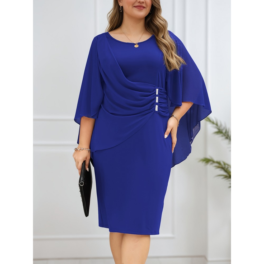 [Plus Size Party Dress] Plus Size, NEM433-Deep Purple Women's Elegant Chiffon Plus Size Party Dress