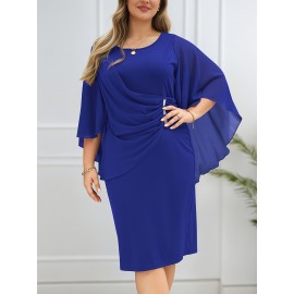 [Plus Size Party Dress] Plus Size, NEM433-Deep Purple Women's Elegant Chiffon Plus Size Party Dress