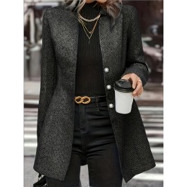 Women'S Plus Size Casual Chic Long Sleeve Blazer - Lightweight Non-Stretch Fabric, Button Front, Lapel Collar, Solid Color, Spring/Fall Fashion Jacket, Spring Outerwear | Buttonfront Jacket | Structured Design